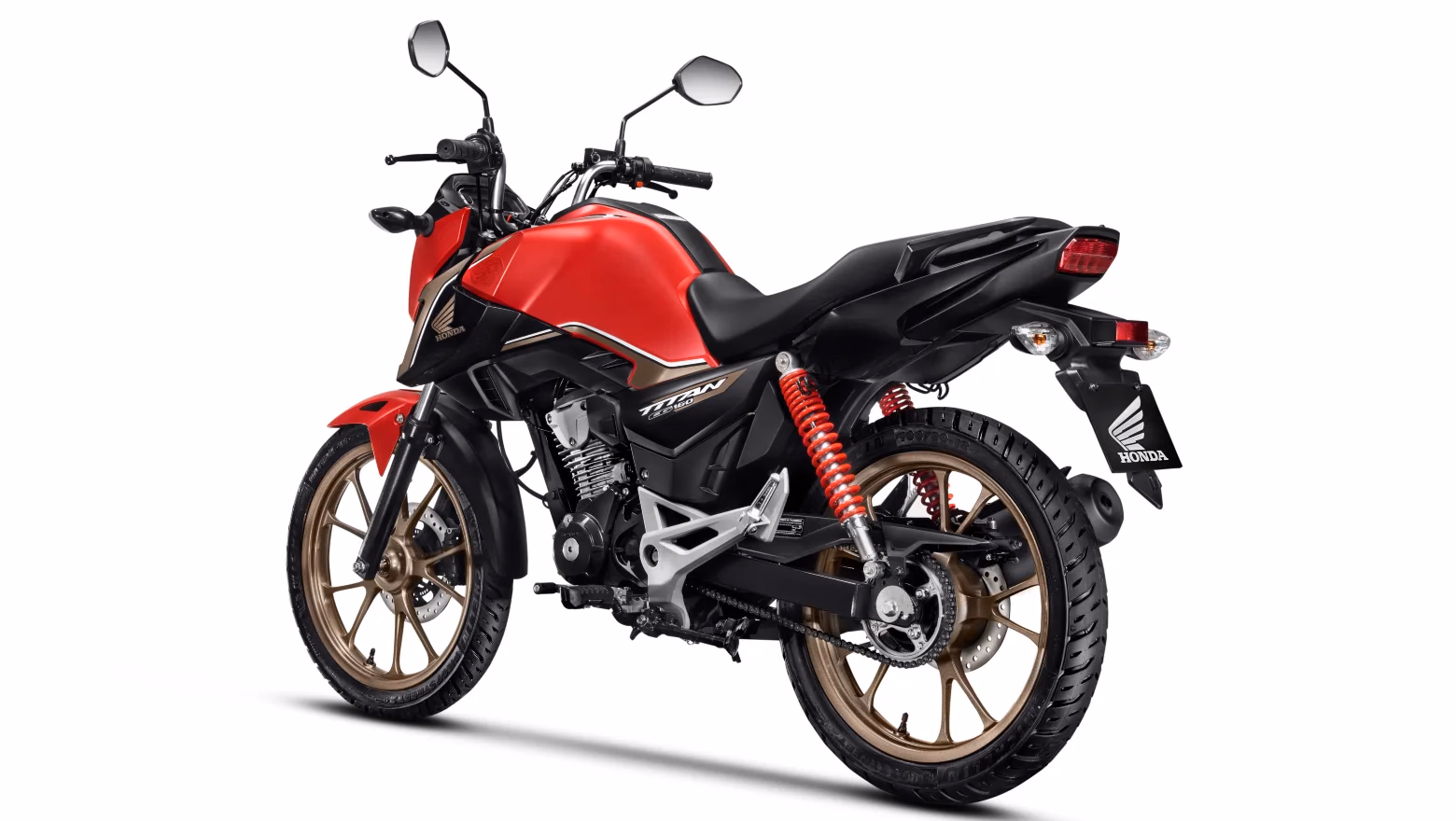 Moto Honda Nova Titan Edição Comemorativa de 50 Anos Visão Total Vertical Trazeira Esquerda - 24 de 24